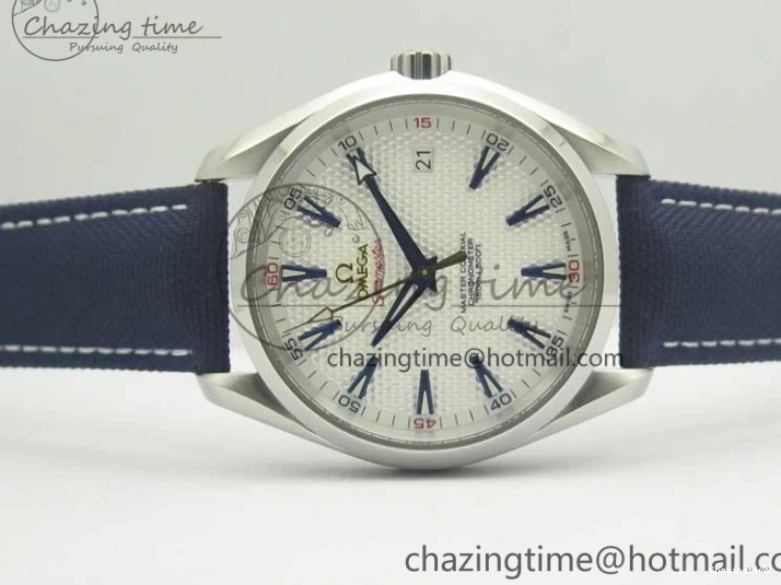 0220 EasyCare Aqua Terra Master Ryder Cup Edition VSF 1:1 Best Edition White Textured Dial on Blue Nylon Strap A8500 Super Clone 8016